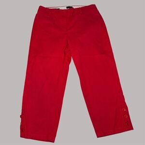 Talbots Women’s Perfect Skimmer Pants Size 8 Red Stretch Cotton Capri
